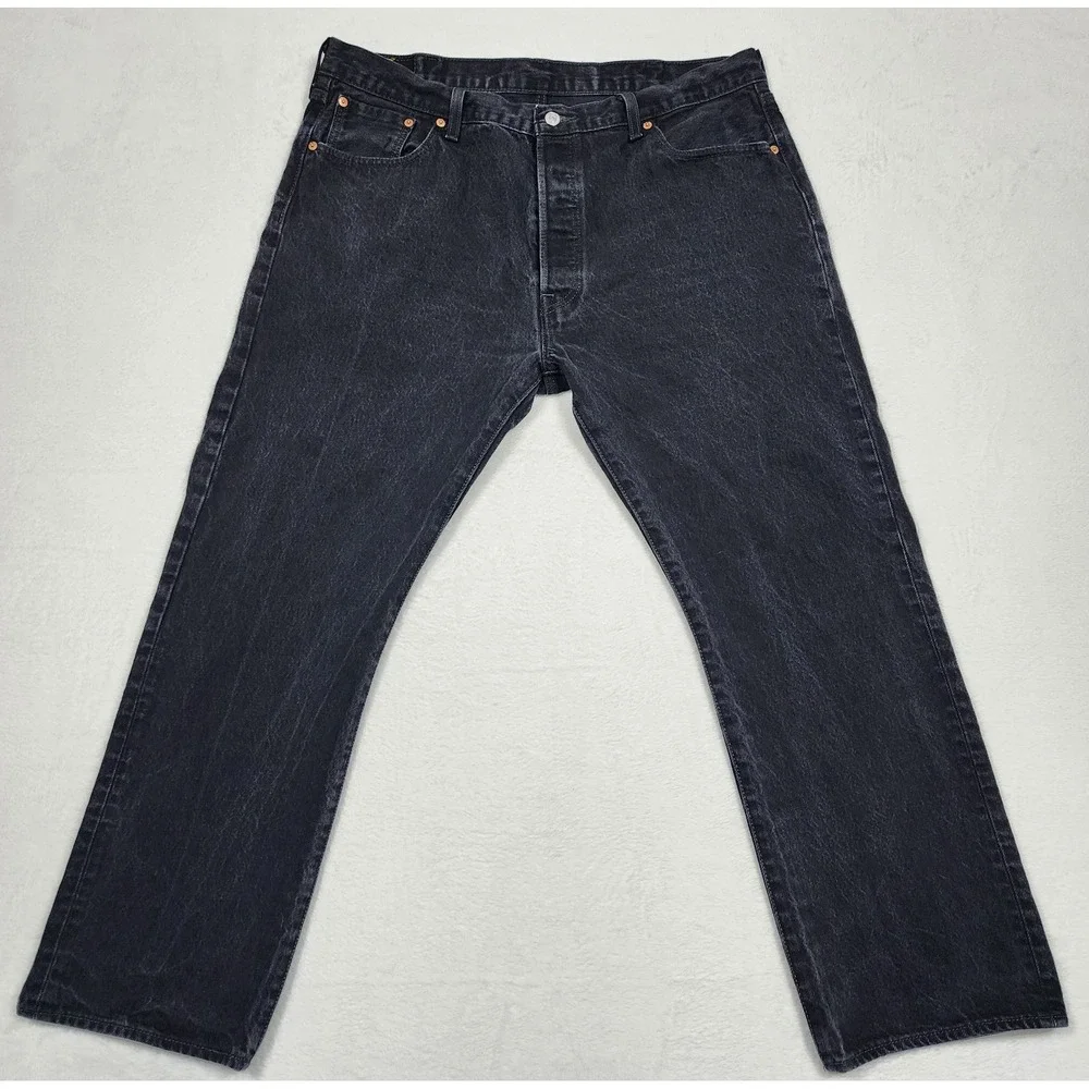 Levis 505 Jeans Mens Size 40x30 Black Regular Fit Straight Pants Button Fly